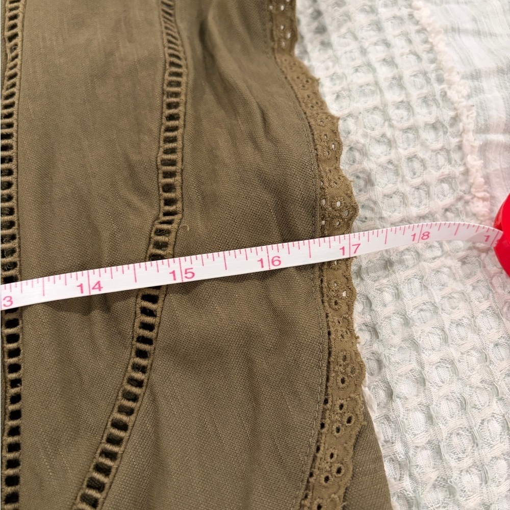Ann Taylor Olive Green Ruffle Sleeve Blouse Size Small EUC - Picture 3 of 6